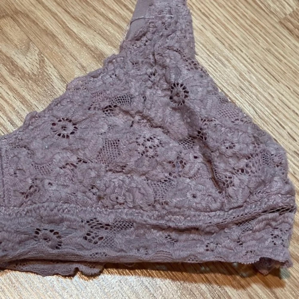 Urbanology Women Dusty Mauve Floral Lace Bralette Size Medium Adjustable Straps - Picture 3 of 5